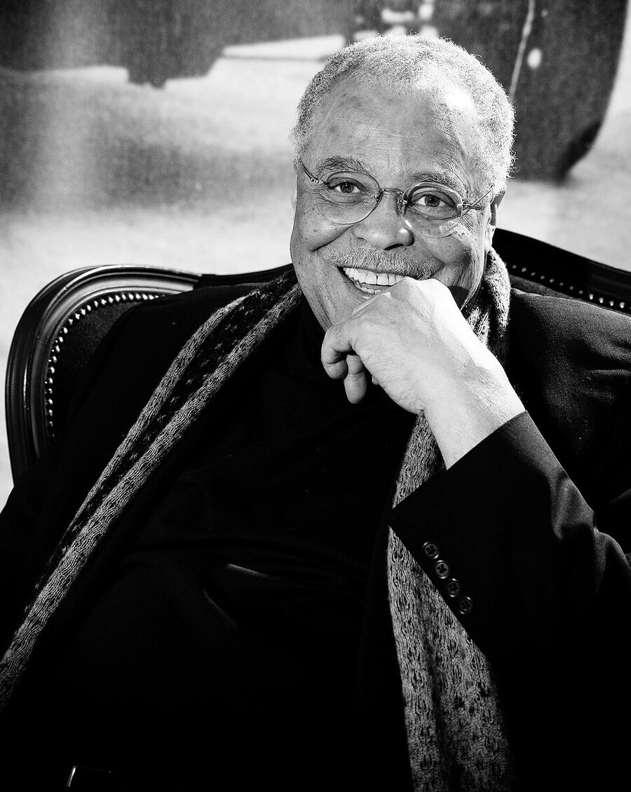 James Earl Jones, black-and-white portrait